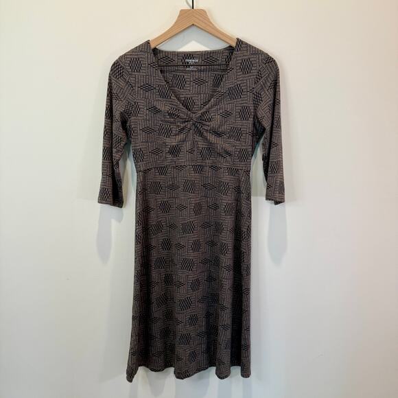 Toad&Co Dresses & Skirts - Toad & Co Rosemarie Dress Women's Small Brown Aztec 3/4 Sleeve Travel Dress